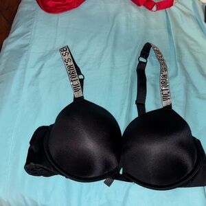 Victoria's Secret Black Bra with Rhinestone Straps